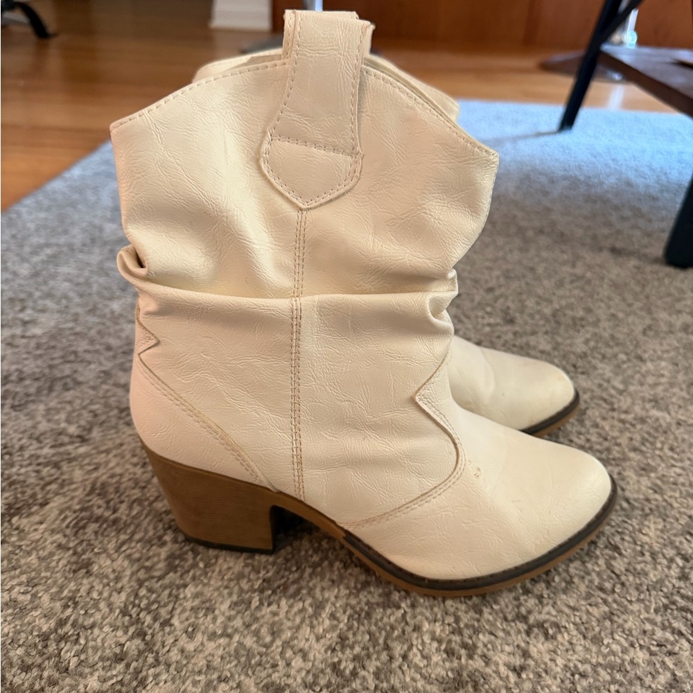Women's White Cowboy Ankle Boots